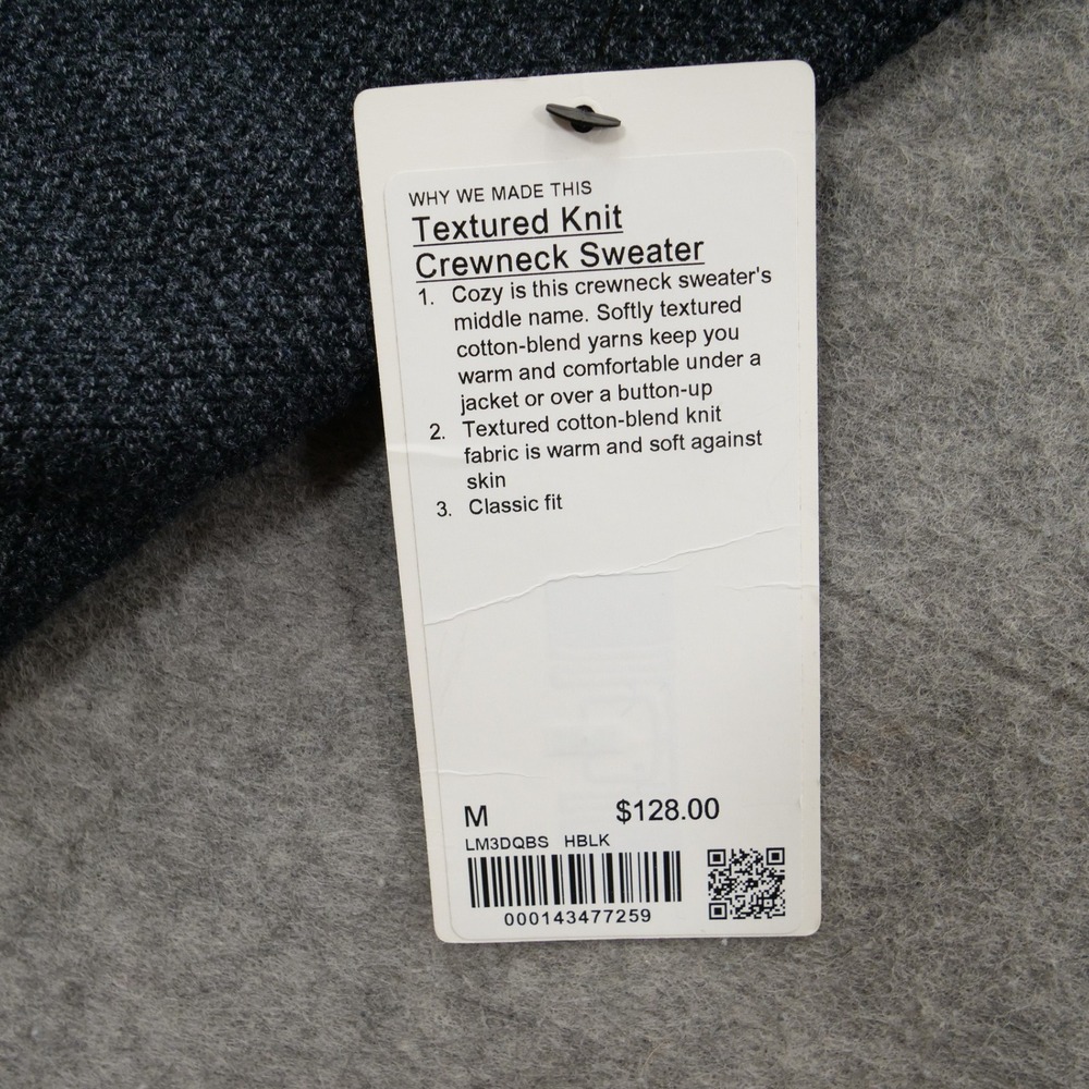 Lululemon Textured Knit Crewneck Sweater Mens Medium Heathered Black LM3DQBS - Picture 3 of 13